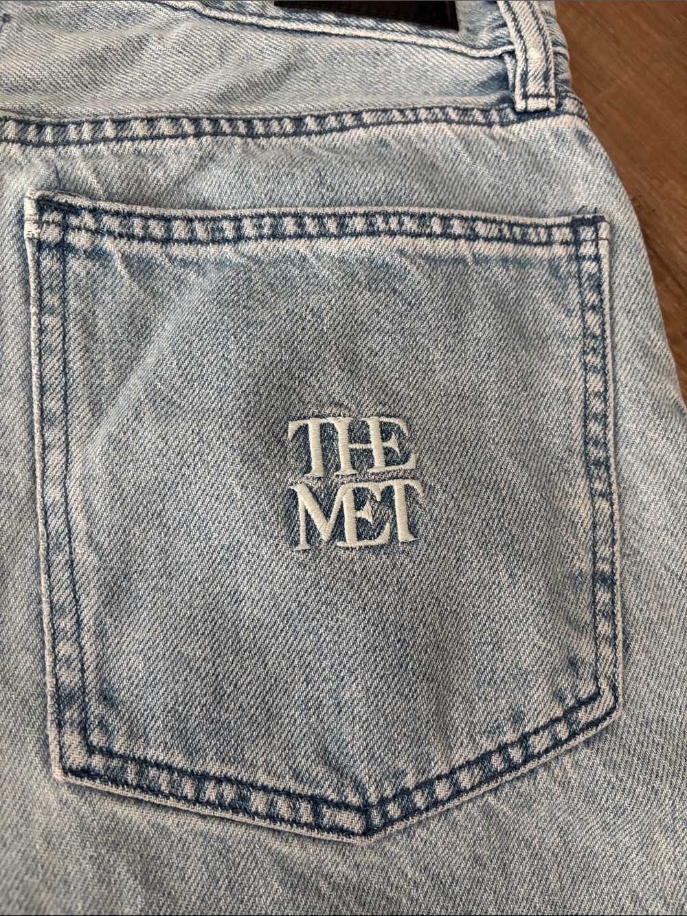 Light Blue Floral-Embroidered Men's Denim Jorts - Picture 5 of 6